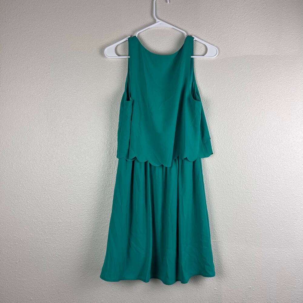 Everly Teal Scalloped Layered Chiffon Sleeveless Dress Size S - Picture 5 of 5
